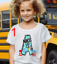 Load image into Gallery viewer, Seuss Big Letter Designs (Put In Notes 1 2 Or 3 With Name) Full Color Transfers