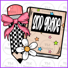 Load image into Gallery viewer, 1St Grade Pencil Daisy- All Grade Available Put In Notes Full Color Transfers