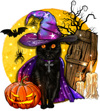 Load image into Gallery viewer, Black Witch Cat Coffin And Moon Full Color Transfers