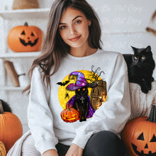 Load image into Gallery viewer, Black Witch Cat Coffin And Moon Full Color Transfers