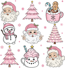 Load image into Gallery viewer, Retro Pink Christmas Full Color Transfers