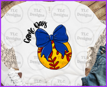 Load image into Gallery viewer, Bows And Balls- Can Add Team Name Change Color Of Bow- Put In Notes Full Color Transfers