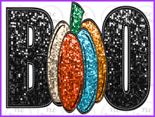 Load image into Gallery viewer, Faux Sequin Boo With Pumpkin Full Color Transfers