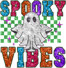Load image into Gallery viewer, Faux Embr Sequins Spooky Vibes Full Color Transfers