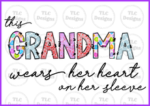 Load image into Gallery viewer, Grandma- Wear Your Heart On Sleeves- 6 Hearts Included (3.5) Full Color Transfers