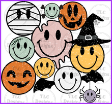 Load image into Gallery viewer, Halloween Smiley Faces Full Color Transfers