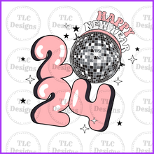 Load image into Gallery viewer, Happy New Year 2024 Silver Ball Full Color Transfers