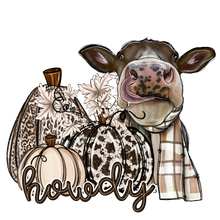 Load image into Gallery viewer, Howdy Fall Pumpkins With A Cow Full Color Transfers