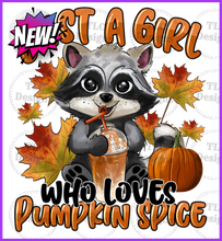 Load image into Gallery viewer, Just A Girl Who Loves Pumpkin Spice Full Color Transfers