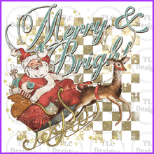 Load image into Gallery viewer, Merry And Bright Santa In Sleigh Full Color Transfers