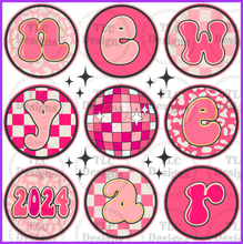 Load image into Gallery viewer, New Year 2023 Pink Full Color Transfers