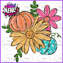 Load image into Gallery viewer, Pumpkin And Sunflower Collage Full Color Transfers
