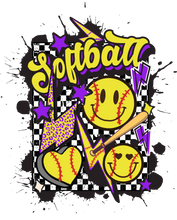 Load image into Gallery viewer, Softball Purple Bolt With Free Pocket Full Color Transfers