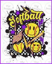Load image into Gallery viewer, Softball Purple Bolt With Free Pocket Full Color Transfers