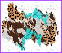 Load image into Gallery viewer, Turquoise Leopard Patches Full Color Transfers