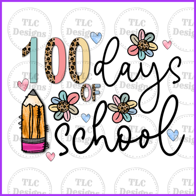 100 Days Of School Flowers Full Color Transfers