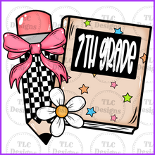 Load image into Gallery viewer, 1St Grade Pencil Daisy- All Grade Available Put In Notes Full Color Transfers
