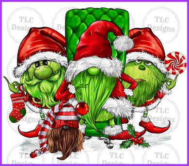 3 Grinch Gnomies Full Color Transfers