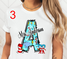 Load image into Gallery viewer, Seuss Big Letter Designs (Put In Notes 1 2 Or 3 With Name) Full Color Transfers
