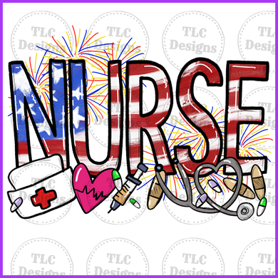 4Th Of July Nurse Full Color Transfers