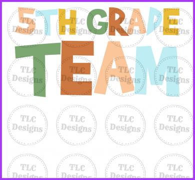 5Th Grade Team Full Color Transfers