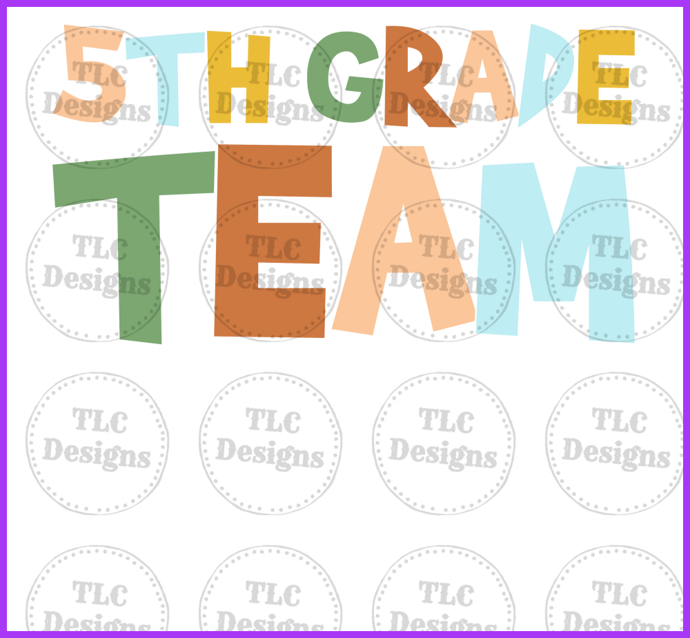 5Th Grade Team Full Color Transfers
