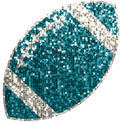 Aqua Faux Glitter Football - 4 Inches