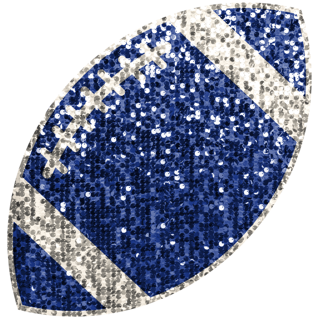 Blue Faux Glitter Football - 4 Inches