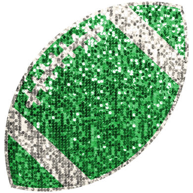Green Faux Glitter Football - 4 Inches