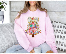 Load image into Gallery viewer, Pink Painted Christmas Tree With Bow Full Color Transfers
