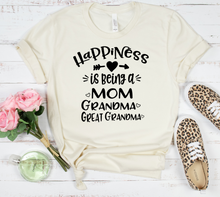 Load image into Gallery viewer, Happiness Is Being A Mom Grandma Greatgrandma Black Full Color Transfers
