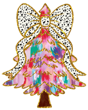 Load image into Gallery viewer, Pink Painted Christmas Tree With Bow Full Color Transfers
