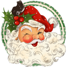 Load image into Gallery viewer, Vintage Santa With Holly Full Color Transfers
