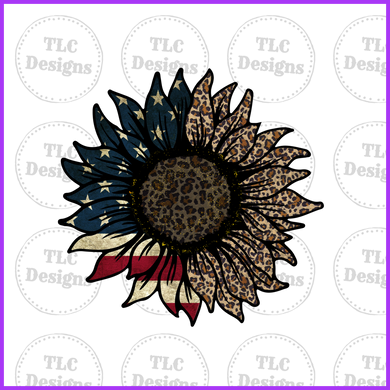 American Flag Sunflower Full Color Transfers