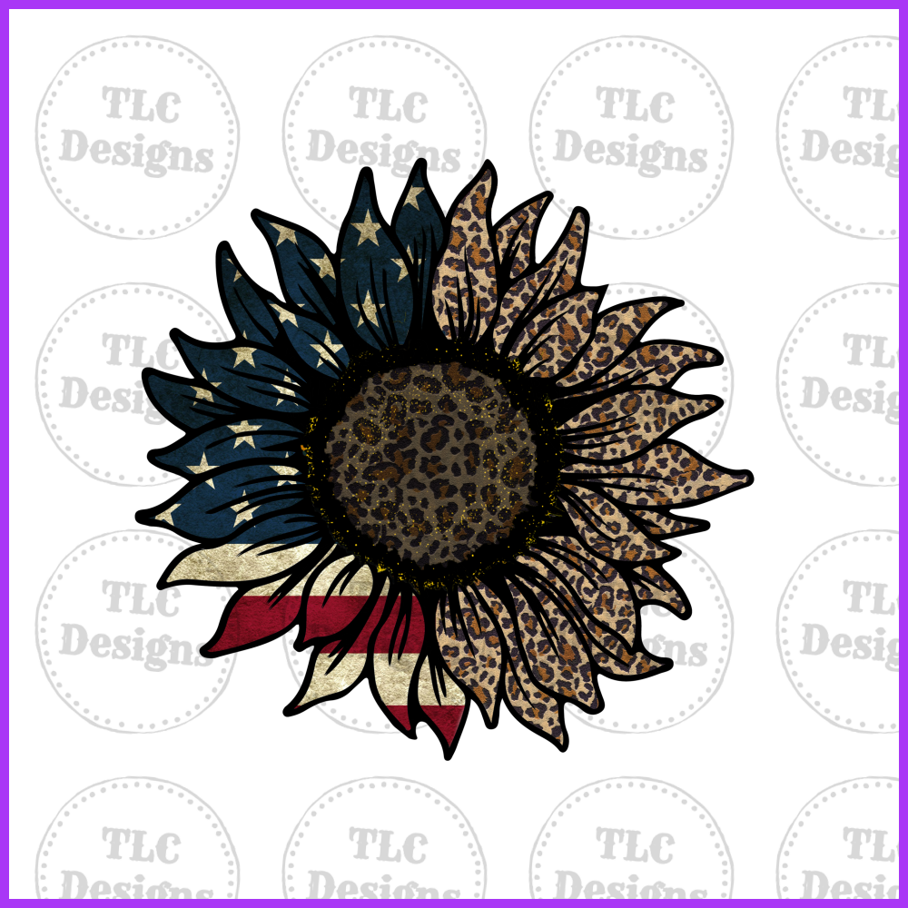 American Flag Sunflower Full Color Transfers