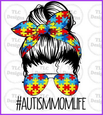 Autism Mom Bun Full Color Transfers