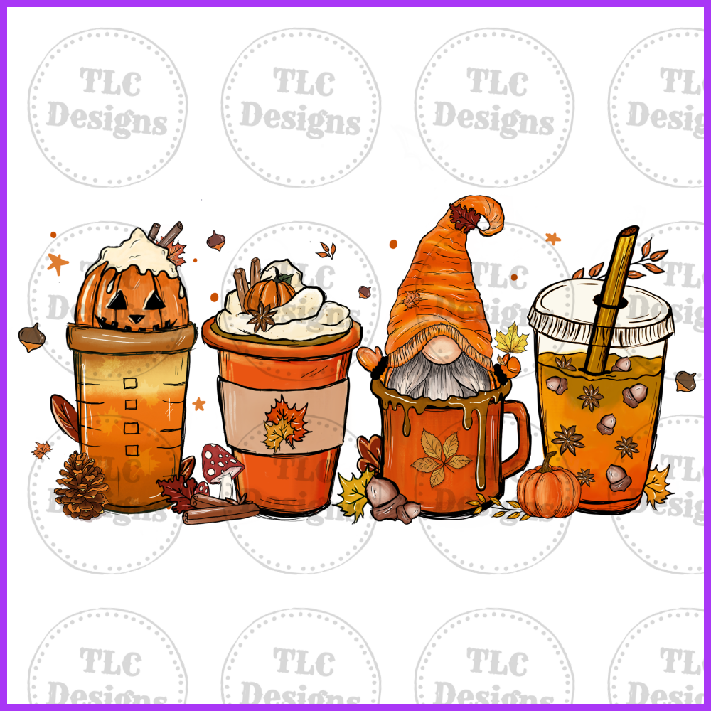 Autumn Gnome Coffee Full Color Transfers