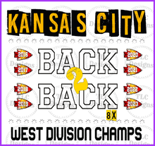 Load image into Gallery viewer, Back To 8 Times Divisions Champs Full Color Transfers
