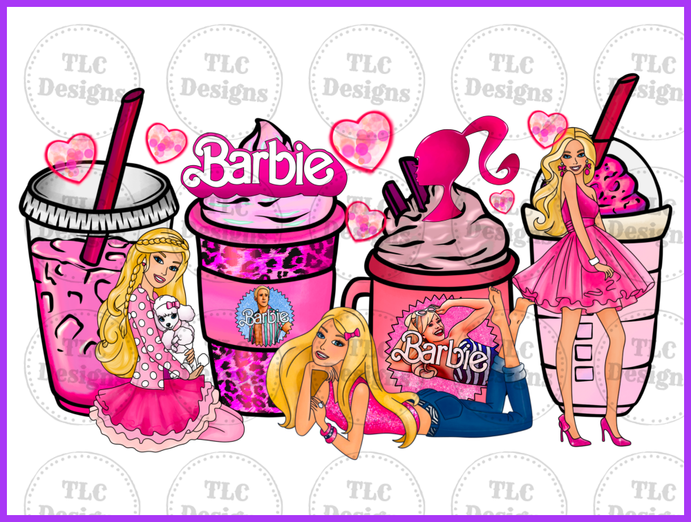 Barbie Coffee Cup Full Color Transfers