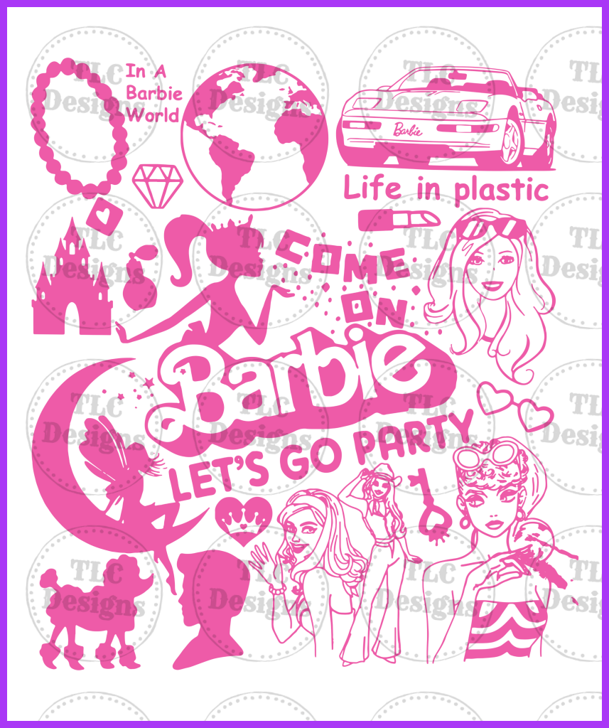 Barbie Lets Go Party All Pink Full Color Transfers