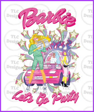 Barbie With Car And Stars Full Color Transfers