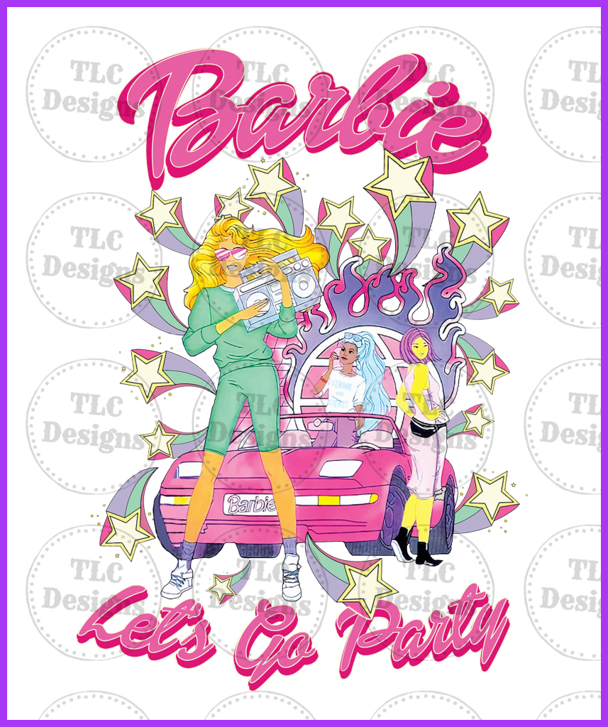 Barbie With Car And Stars Full Color Transfers