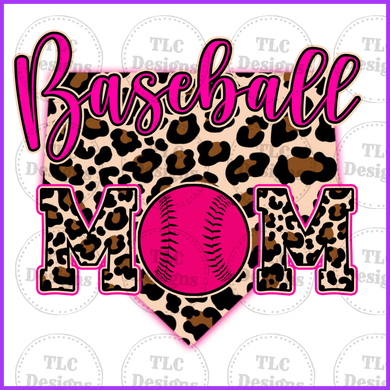 Baseball Mama Leopard And Pink Full Color Transfers