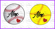 Load image into Gallery viewer, Baseball Mama With 6 Baseballs For Sleeves- Add Names In Notes Section Full Color Transfers
