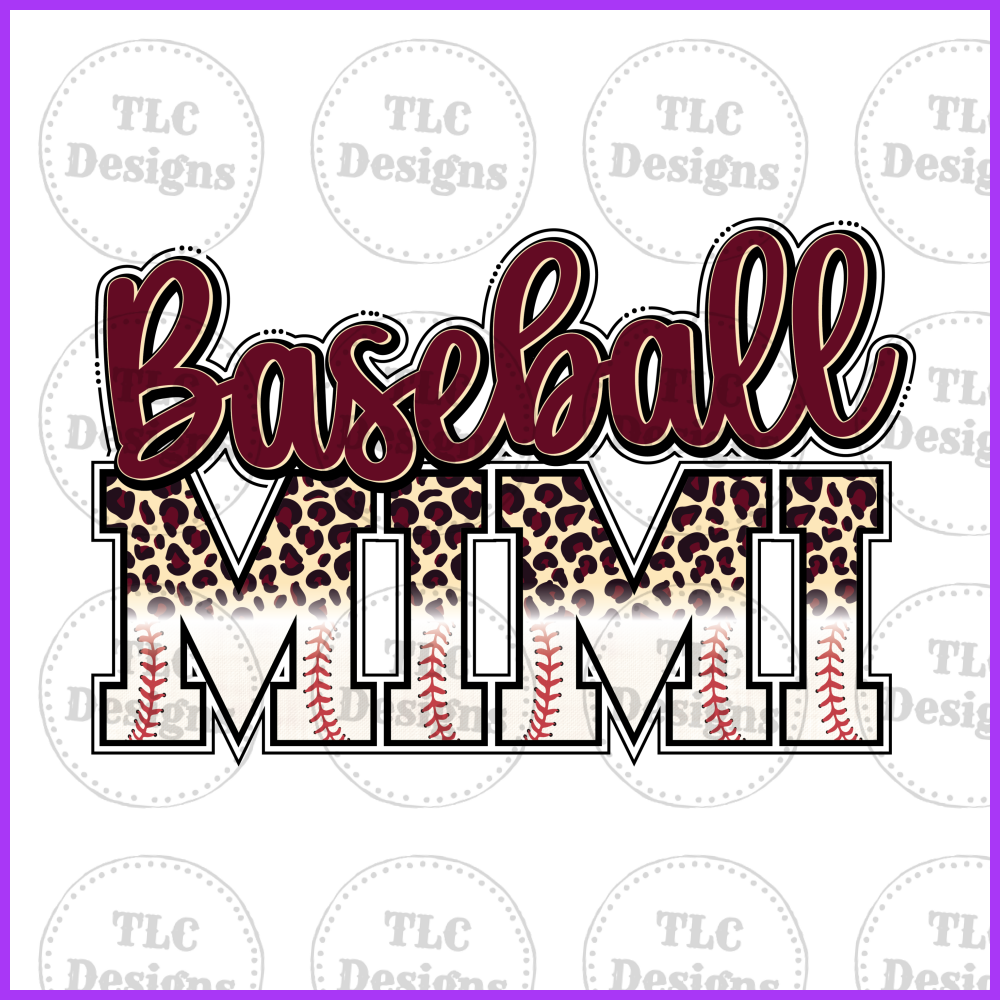 Baseball Mimi In Maroon Full Color Transfers