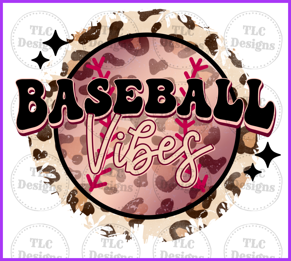 Baseball Vibes With Pink Leopard Full Color Transfers