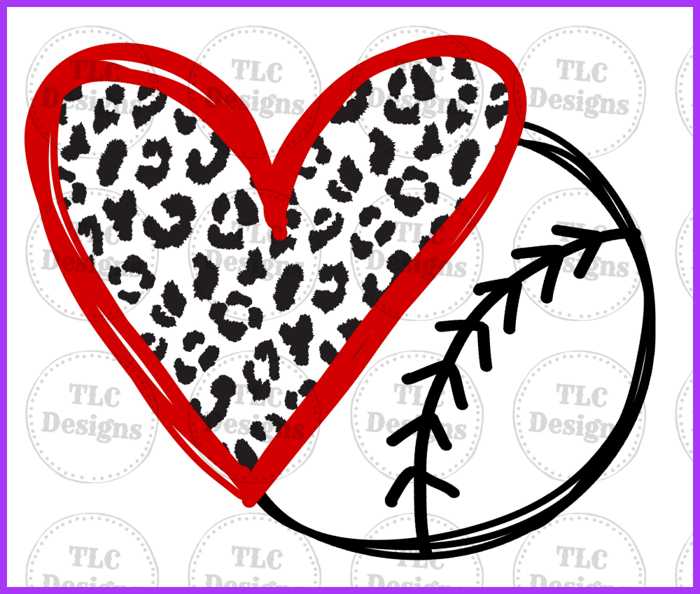 Baseball With Heart Full Color Transfers