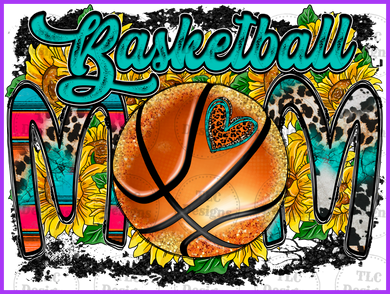 Basketball Mom With Sunflowers Full Color Transfers