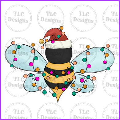 Bee With Santa Hat Full Color Transfers
