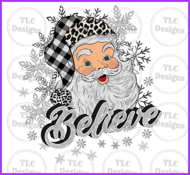 Believe Santa- Grey Full Color Transfers